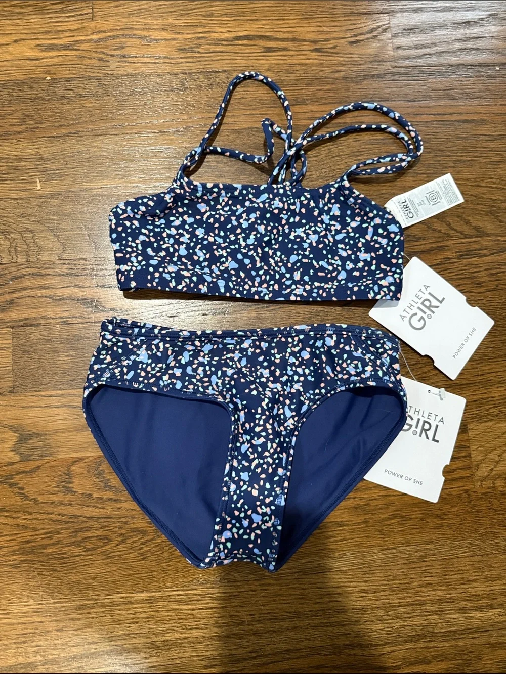 Athleta Girl Navy Confetti Two-Piece Girls Swim Set